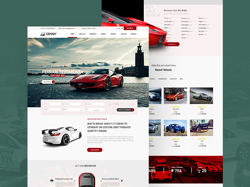 Modèle de site Web de salle d’exposition de voiture de conduite