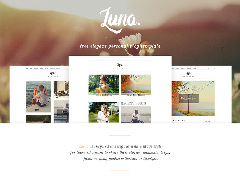 LUNA – 個人用ブログテンプレート