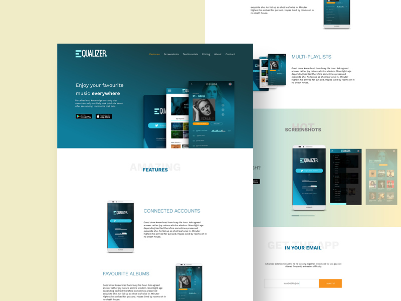 Equalizr Landing Page Template Free PSD Templates
