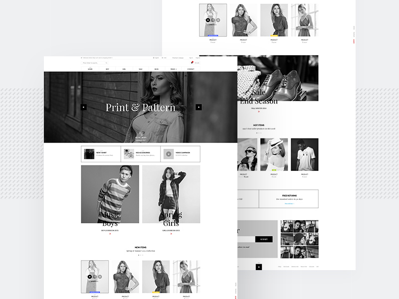 Black & White E-Commerce Website Vorlage