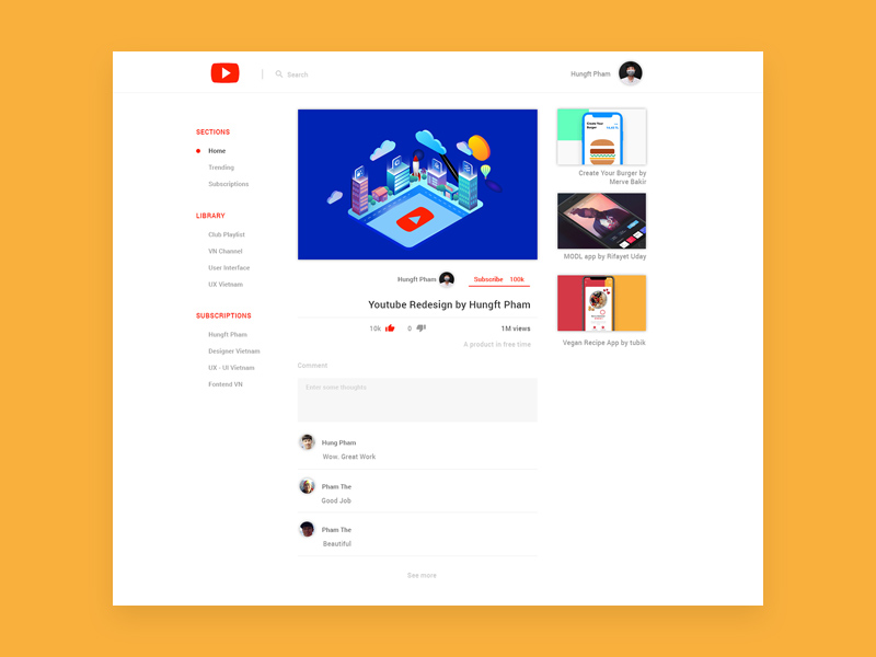 Youtube – Refonte de la conception des matériaux