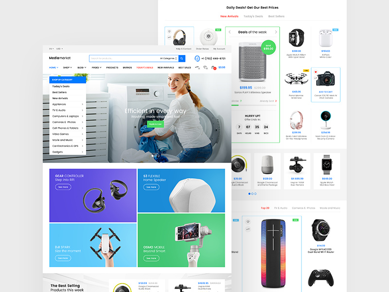 Mediamarket – Plantilla de sitio web de comercio electrónico de electrónica