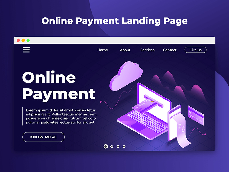 Concepto de encabezado de página de aterrizaje de pago en línea