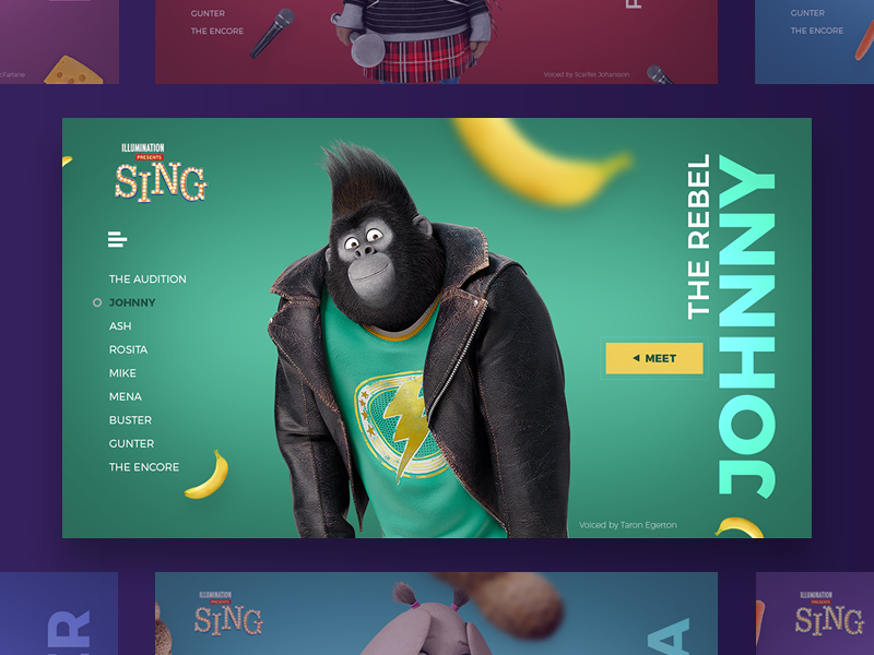 Sing Movie – Charaktere Website-Vorlagen