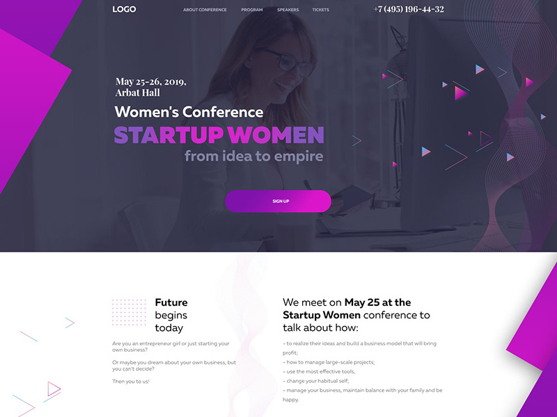 Plantilla de página de aterrizaje de StartUp Women