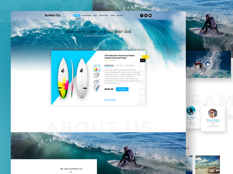 Plantilla del sitio web de Surfers Co.