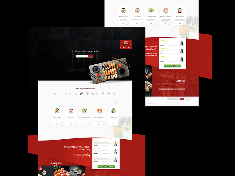 Modèle de site Web de livraison de sushi
