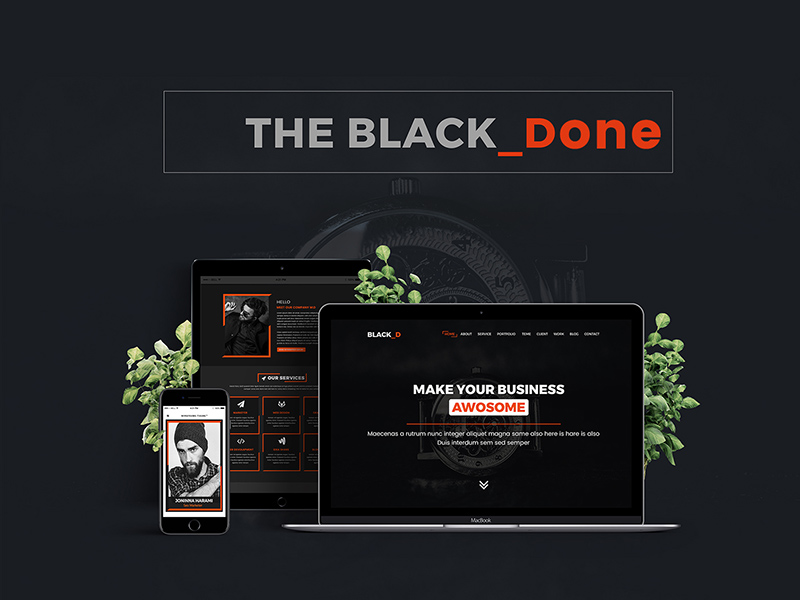 The Black Done — шаблон портфолио одной страницы