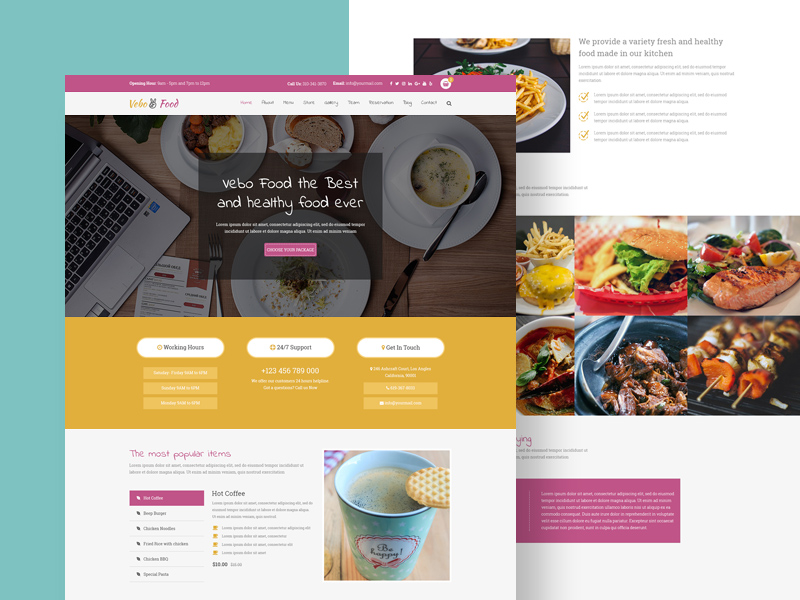 Vevo Food – Restaurant & Cafe Website PSD Tempalte
