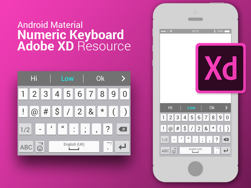 Recurso de teclado numérico de material de Android para Adobe XD