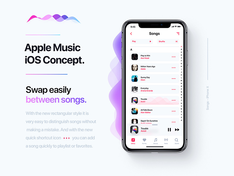 Концепция Apple Music iOS UI/UX