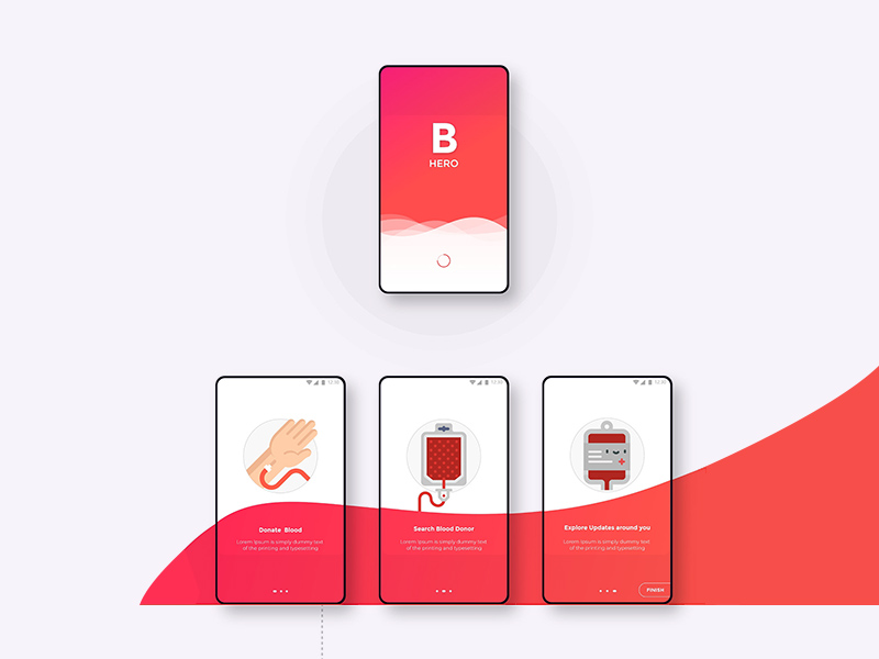 Пожертвование крови App Xd пользовательский интерфейс Kit - B герой