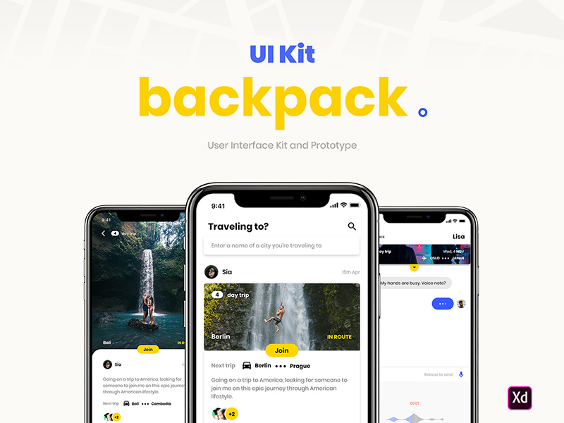 バックパック – アドビ Xd 用の無料 UI キット