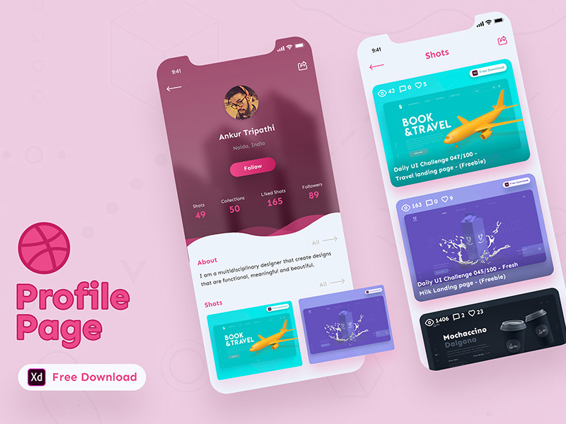 Dribbble Profile Page Template