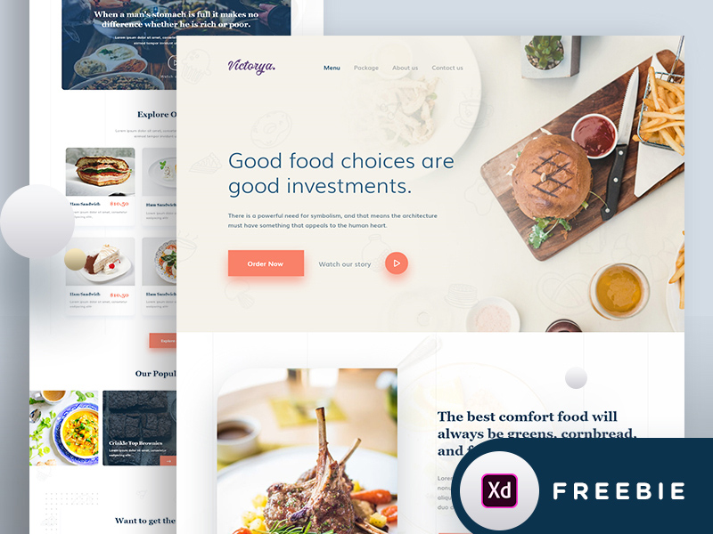 Food Landing Page Xd Template
