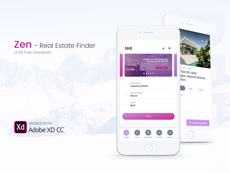 Zen Real Estate Mobile App Kit d’interface utilisateur