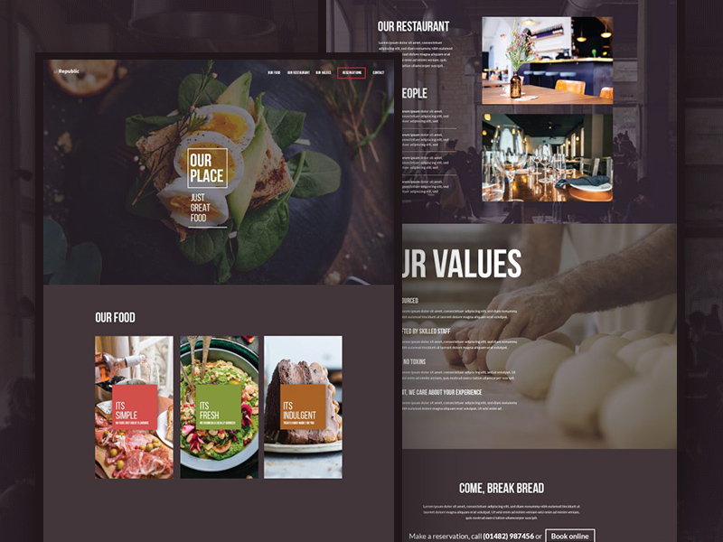 Restaurant Website Template Made With Adobe Xd