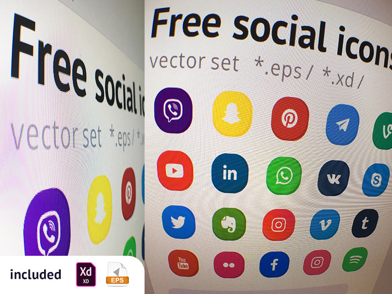 Бесплатный социальный набор значков для Adobe Xd