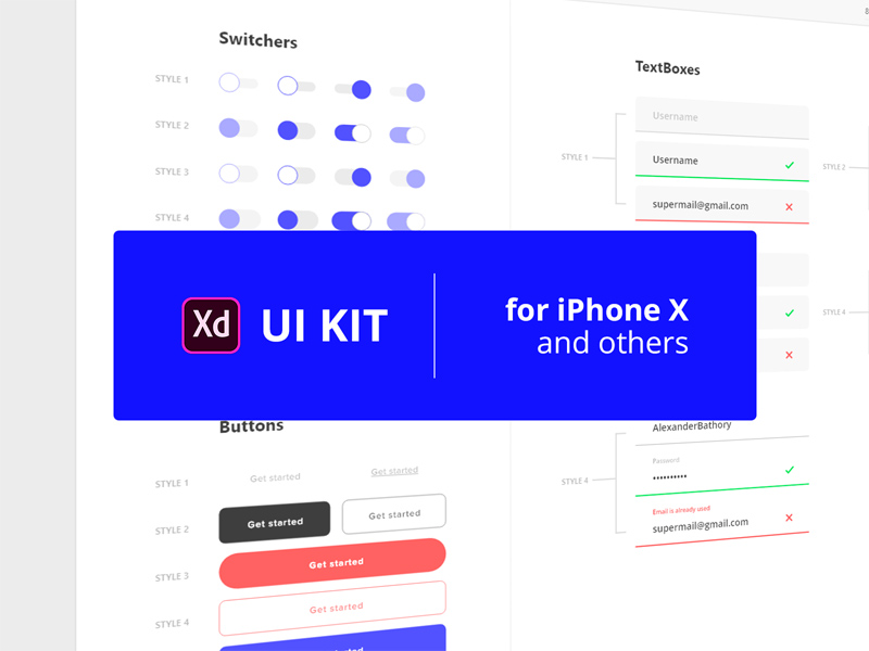 Kostenloses Adobe Xd UI Kit #1
