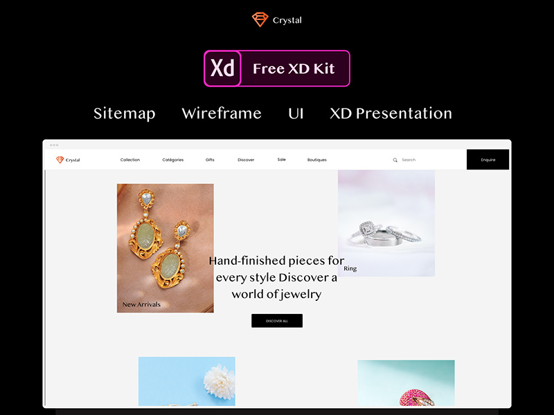 Modèle de site Web de bijoux avec wireframes