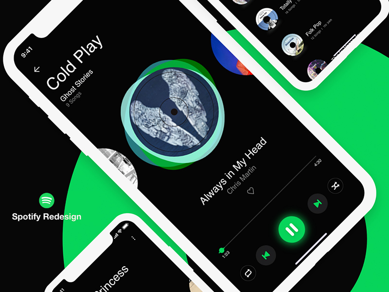 Spotify App Redesign Konzept mit Adobe Xd