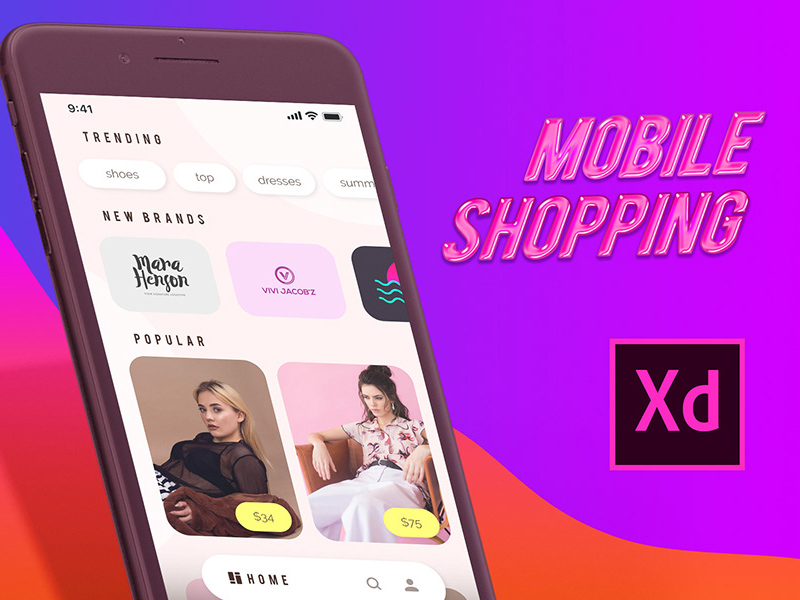 Fashion Shopping App For Adobe Xd