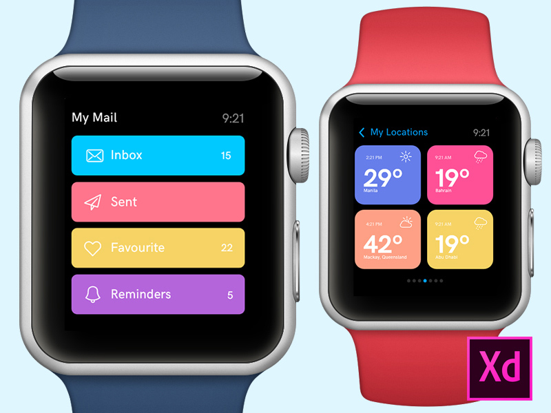 Conceptos de diseño del Apple Watch hechos con Adobe XD