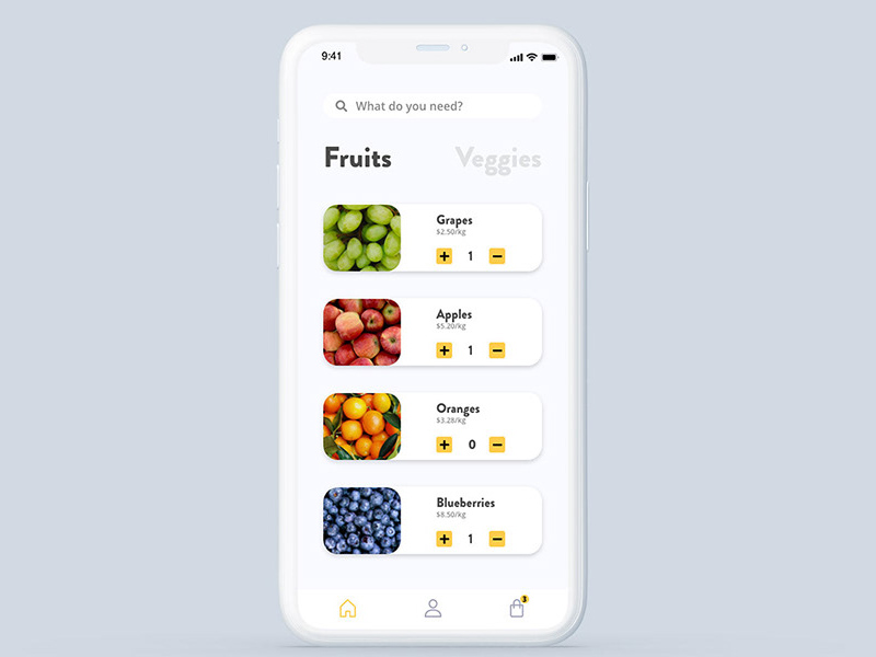Kit de interfaz de usuario de la aplicación de entrega de frutas