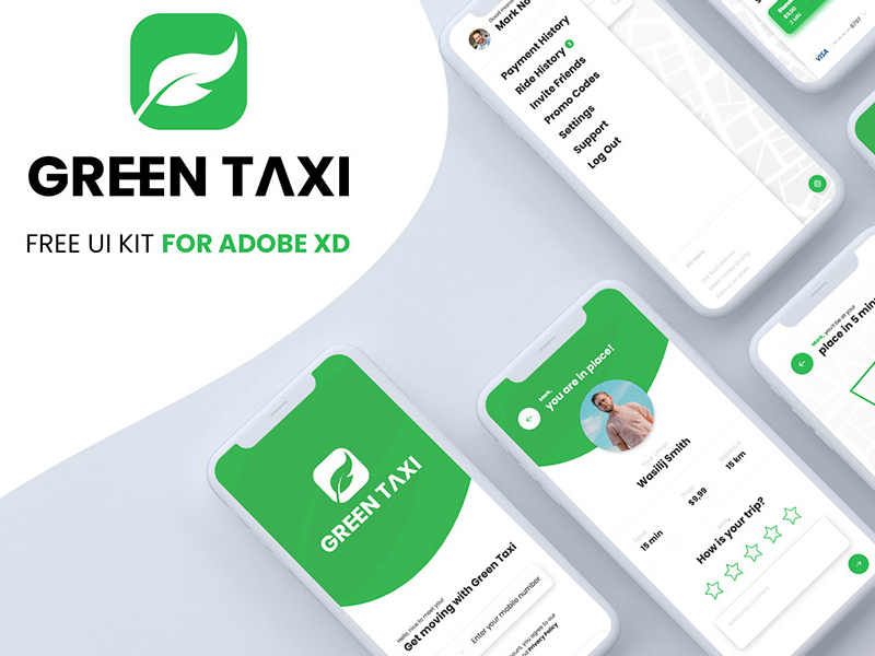 Комплект пользовательского интерфейса Xd (ru) Зеленое такси