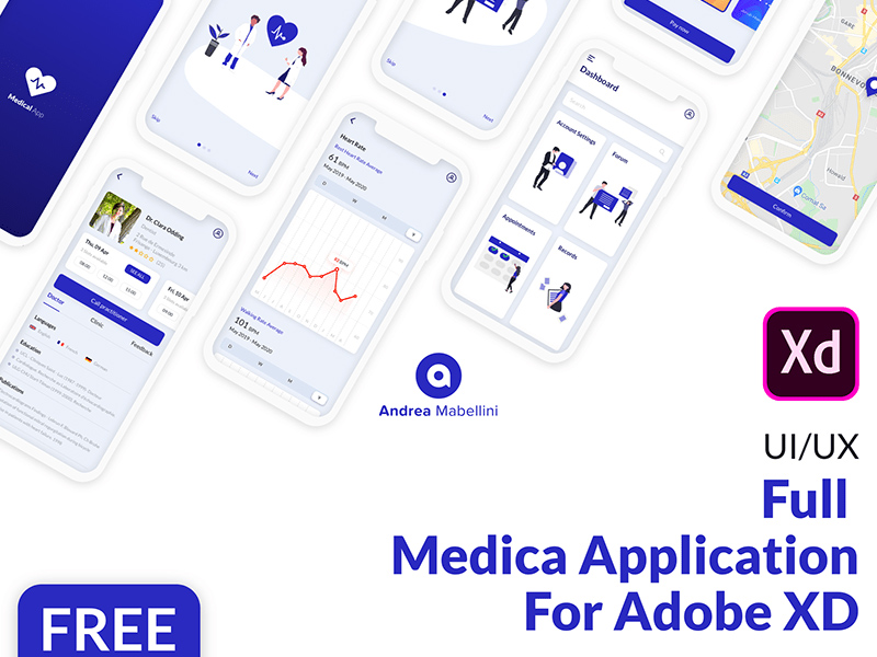 Aplicación médica de Adobe XD Medica