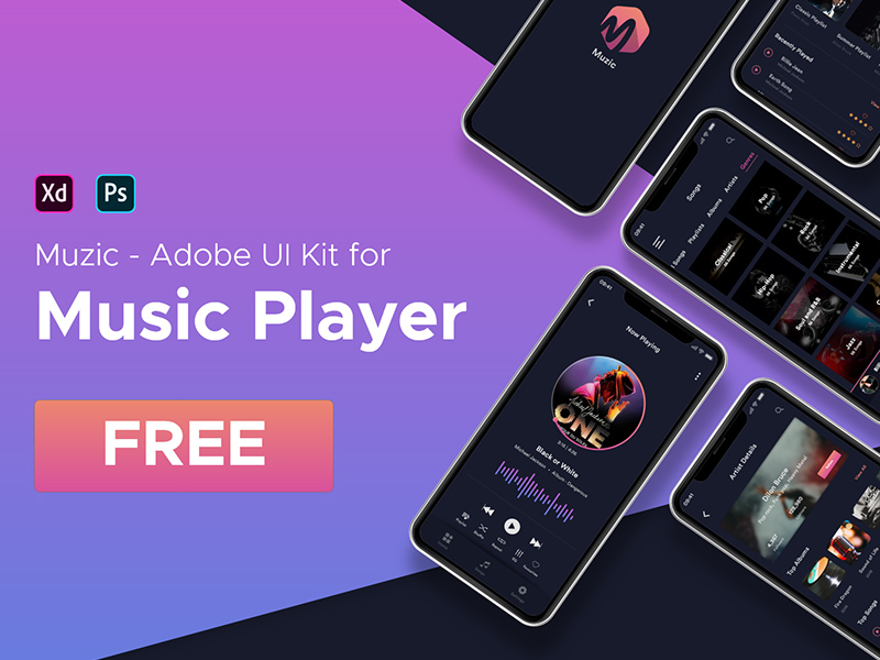 Adobe XD Music UI Kit | Muzic