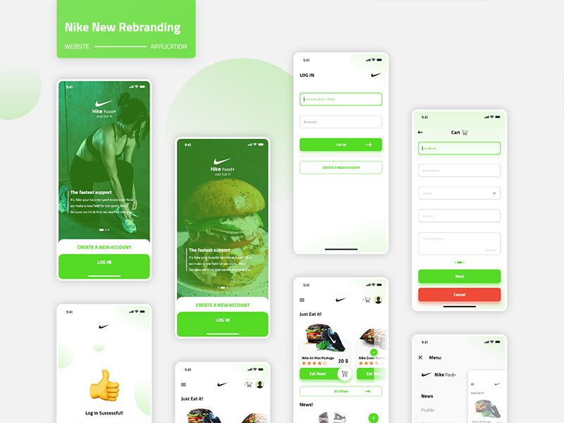 Nike App | Xd UI Kit | Neues Rebranding-Design