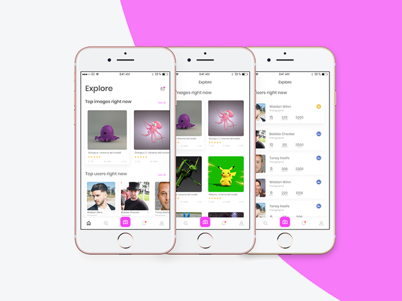 PhotoXia – The Image Sharing iOS UI Kit For Adobe XD