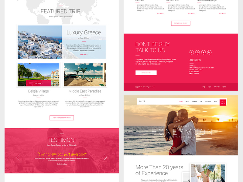 Adobe XD шаблон - Sliyp Туристическое агентство Посадка Страница