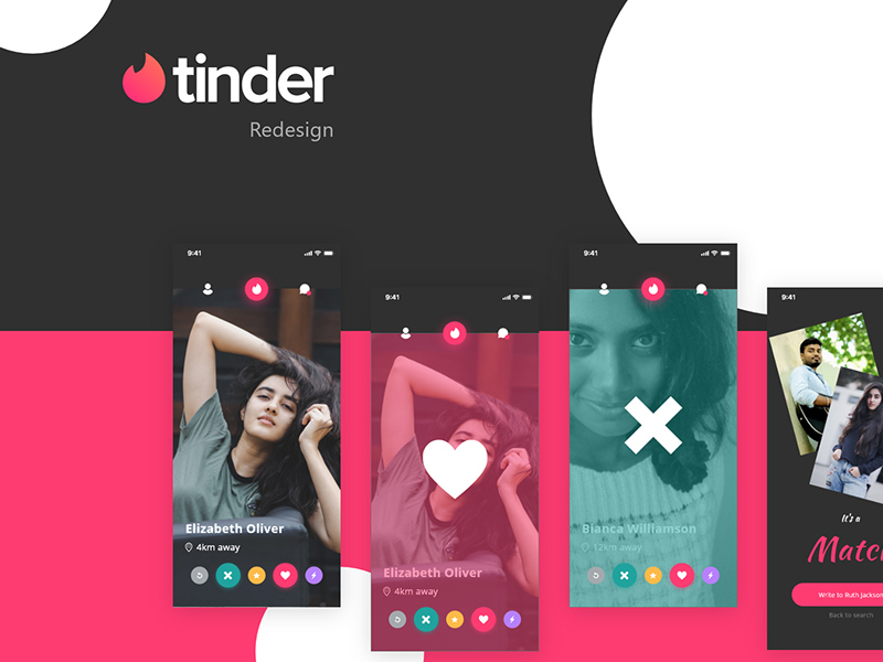 Tinder Redesign Interface utilisateur sombre