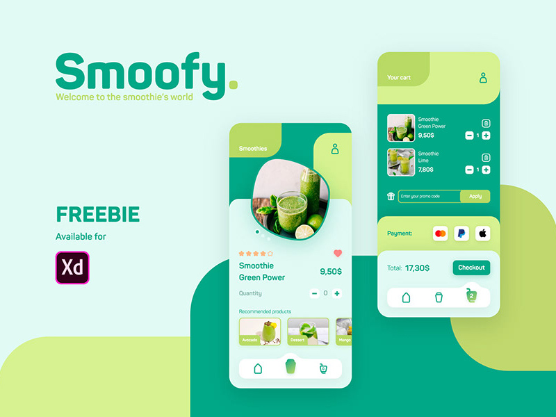 Diseño de la interfaz de usuario de la aplicación Smoothie Shop