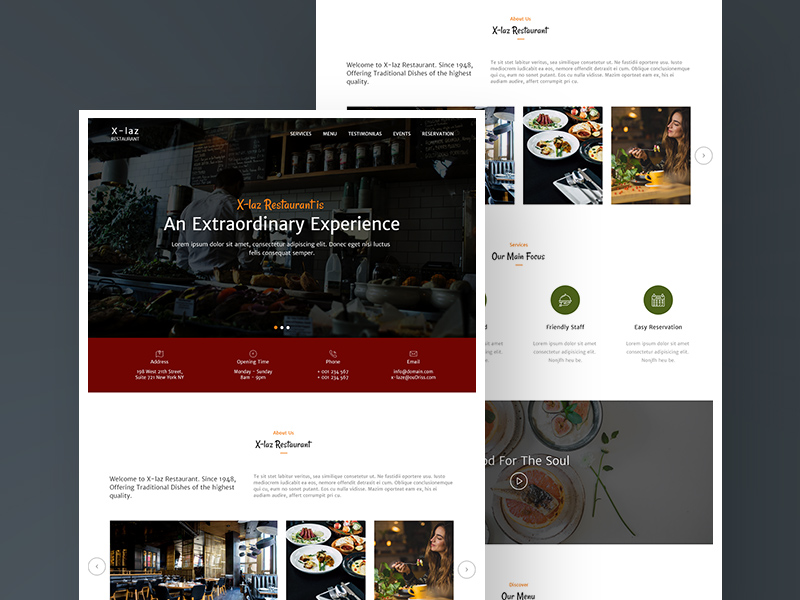 Дизайн ресторана UI - Бесплатный шаблон Xd