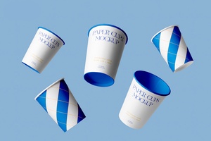 Realistic Paper Coffee Cups Mockup