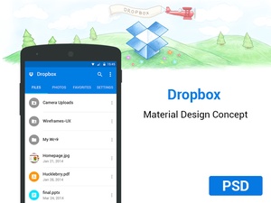 Концепция материала приложения Dropbox