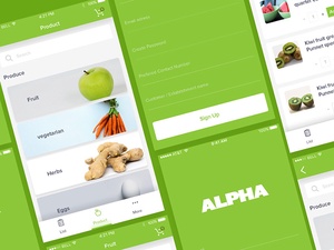 Alpha Fruit App UI Screens