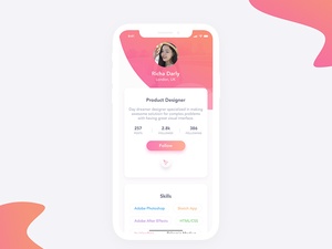Designer Profile Screen For iPhone X