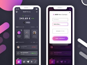 Finanz-App Mobile UI Bildschirme Design