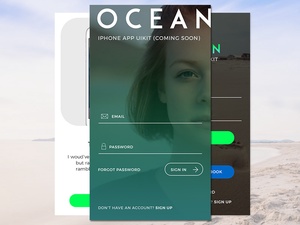 Ocean App Login Bildschirm