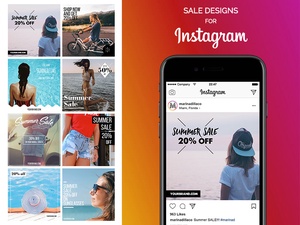 Conceptions de vente pour modèle d’interface utilisateur Instagram & Maquette