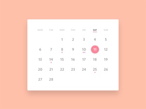 Минималистичный пользовательский интерфейс календаря