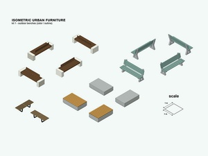 Kit de muebles de exterior isométrico Parte 1