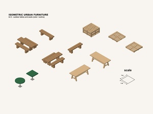 Kit de muebles de exterior isométrico Parte 2