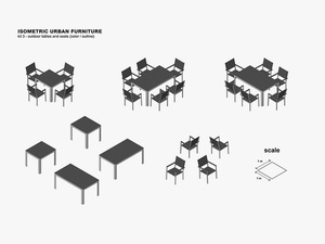 Kit de muebles de exterior isométrico Parte 3