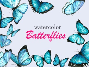 Collection de papillons aquarelles