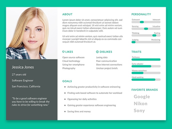 User Persona Template Free PSD Templates